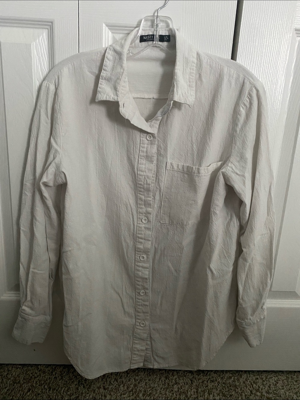 Nasty Gal Cream Button-Up Long Sleeve Shirt
